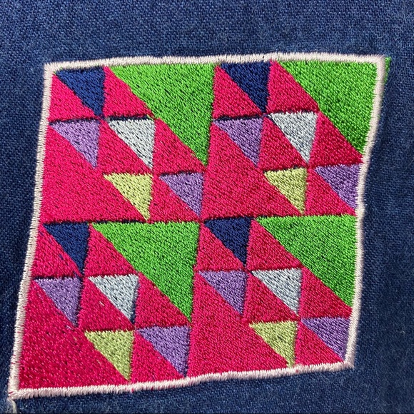 Embroidered Denim Jumper Dress - Picture 9 of 15